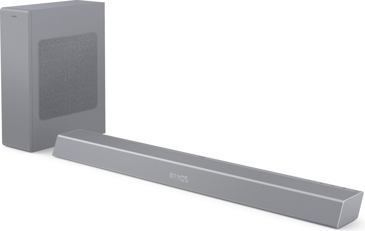 De Philips TAB8505/10 Soundbar 2.1 Zilvergrijs in één oogopslag