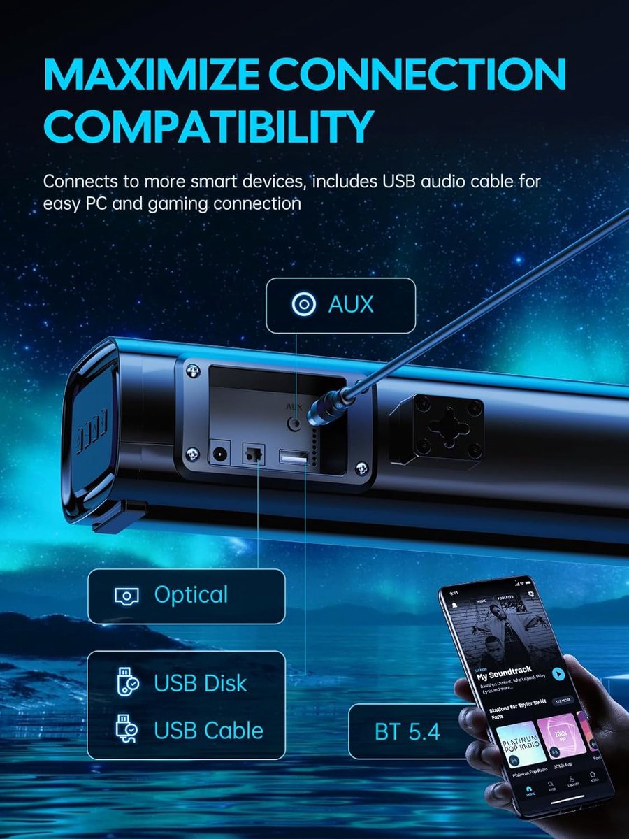 Wat vinden we goed aan de RFWR Compacte 2.1 Soundbar met Subwoofer USB Bluetooth AUX