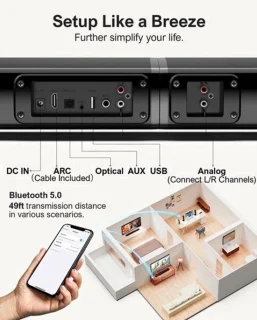 Soundbar 2-in-1 met 3D surround sound, BT 5.3, zwart