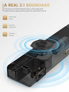 Soundbar 2.1 Hout 150W met Subwoofer 71cm