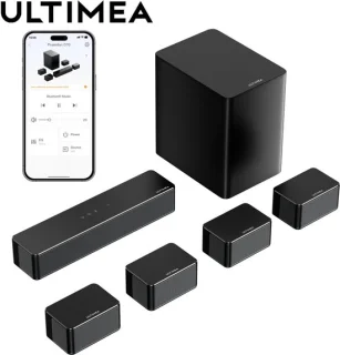 Soundbar 7.1 surround sound met draadloze subwoofer - zwart