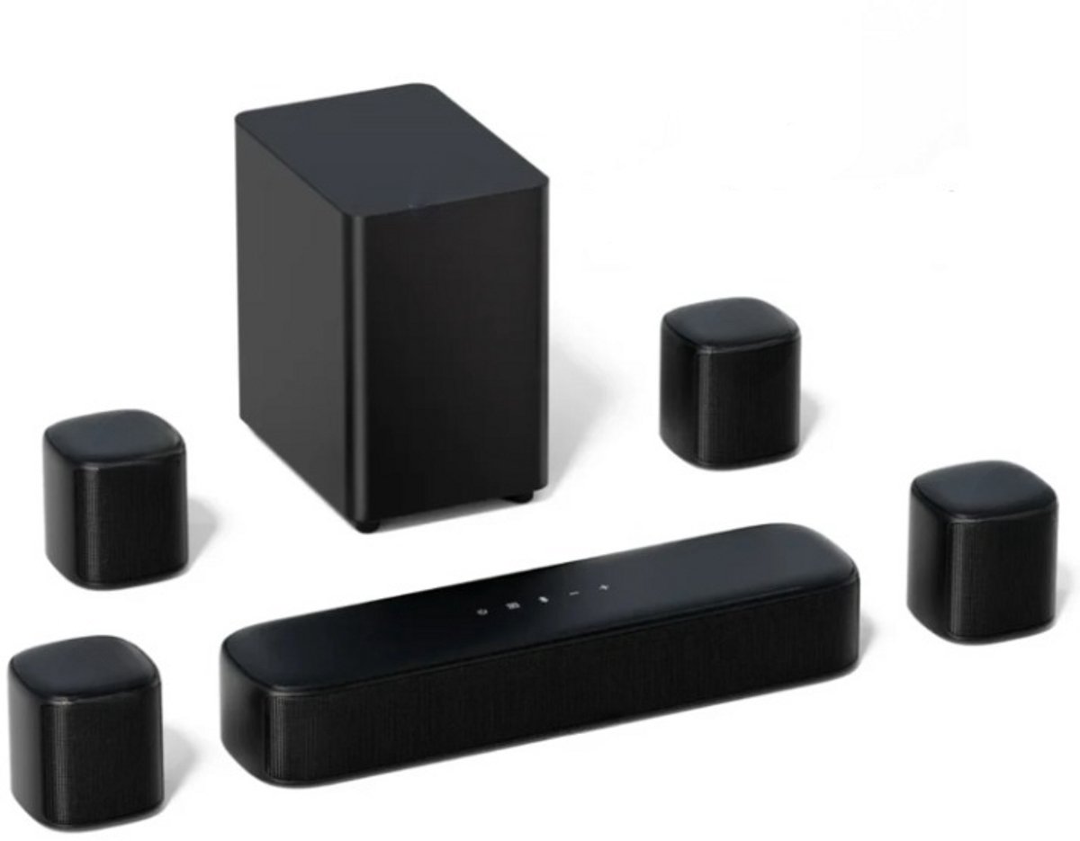 De Soundbar 7.1CH met Subwoofer en 4 Surround Speakers Zwart in één oogopslag