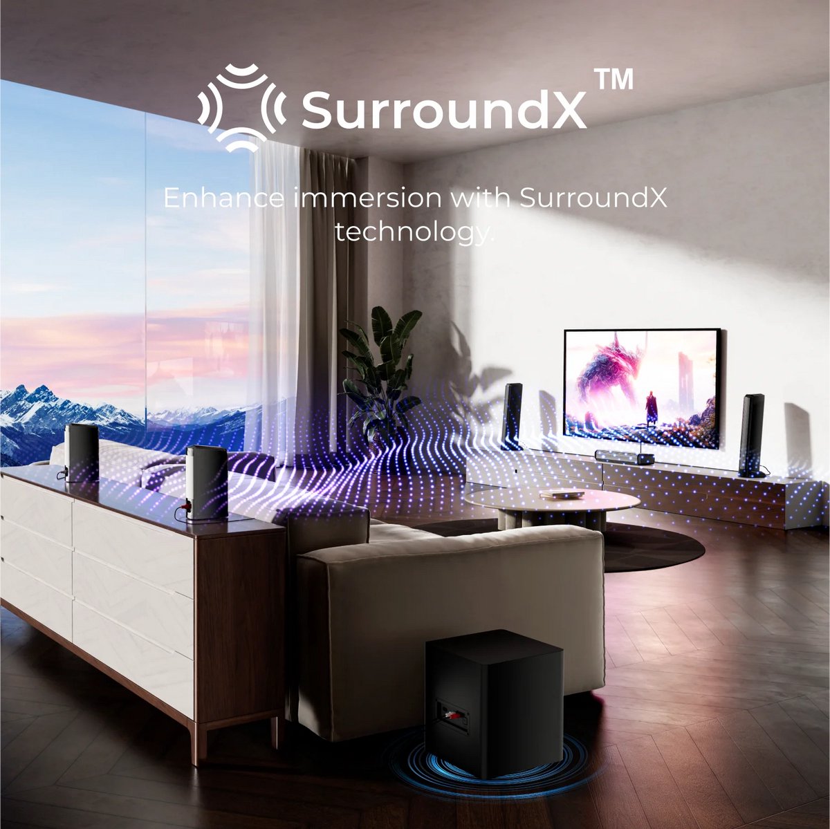 Soundbar 7.1ch met Subwoofer en Surround Luidsprekers Zwart