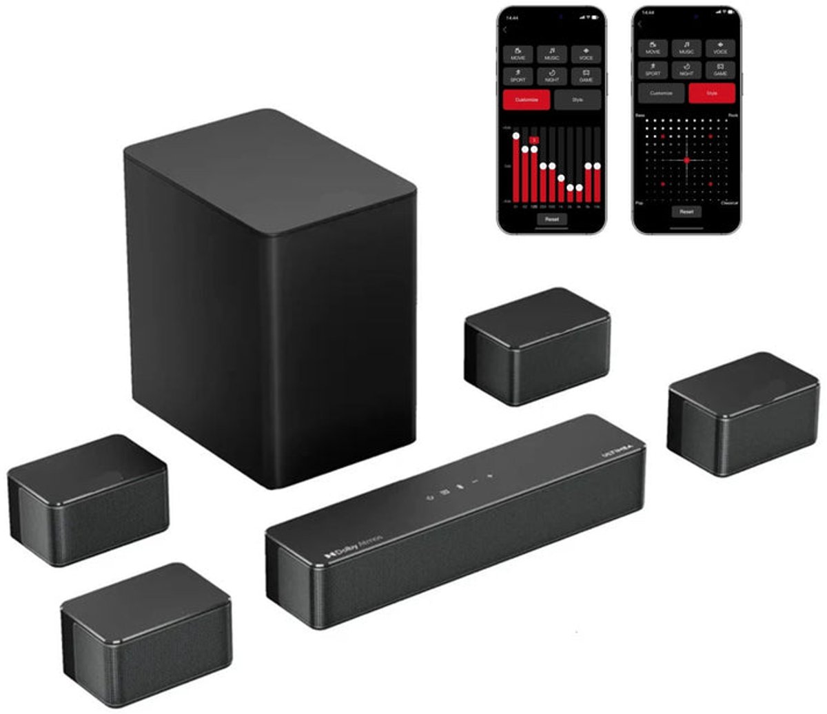 De Soundbar 7.1ch met Subwoofer Zwart in één oogopslag