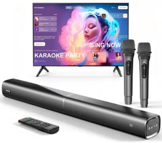 Soundbar karaoke met 2 draadloze microfoons
