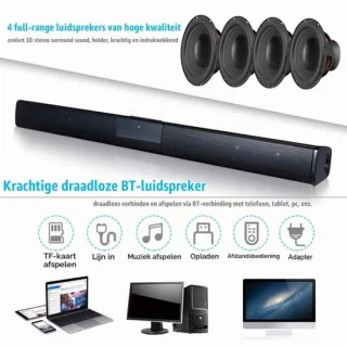 Soundbar met draadloze subwoofer voor pc en tv