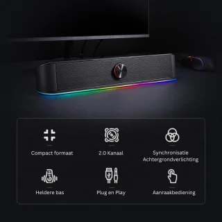 Soundbar met lichtbalk en touchbediening