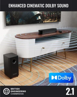 Soundbar met subwoofer 2.1, 140 watt, Dolby audio, bluetooth 5.3 en hdmi earc – muurmontage – tv speaker