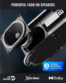 Soundbar met subwoofer 2.1, 140 watt, Dolby audio, bluetooth 5.3 en hdmi earc – muurmontage – tv speaker