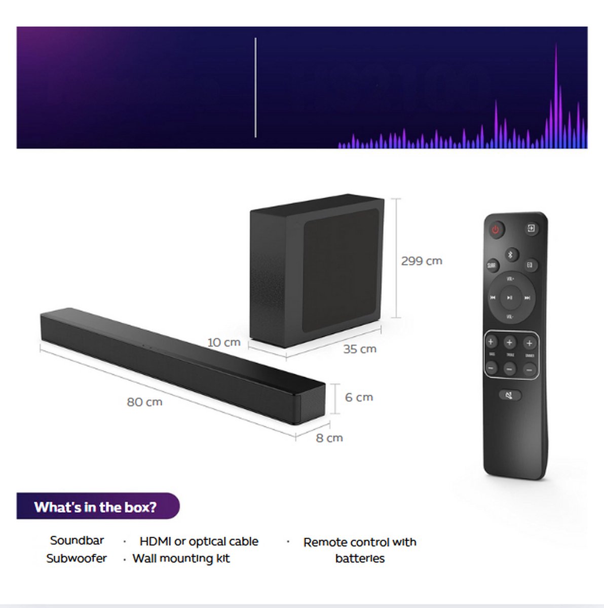 Wat vinden we goed aan de Soundbar met Subwoofer DTS:X - Draadloze Muziekstreaming
