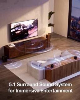 Soundbar met subwoofer en 2 surroundspeakers