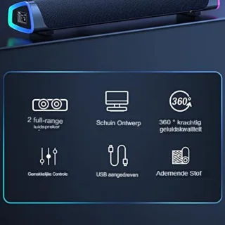 Soundbar PC grijs 41,5x10x8 cm
