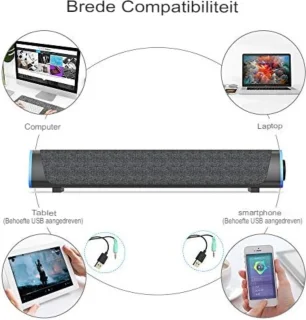 Soundbar PC grijs 41,5x10x8 cm