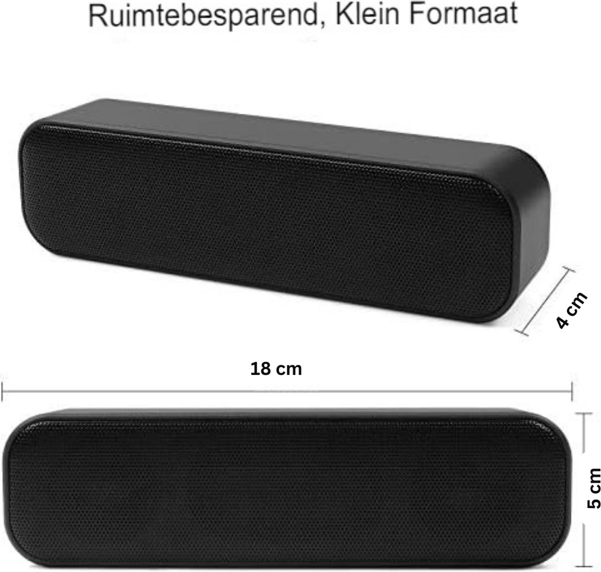 Soundbar PC mini zwart 20x7x7 cm