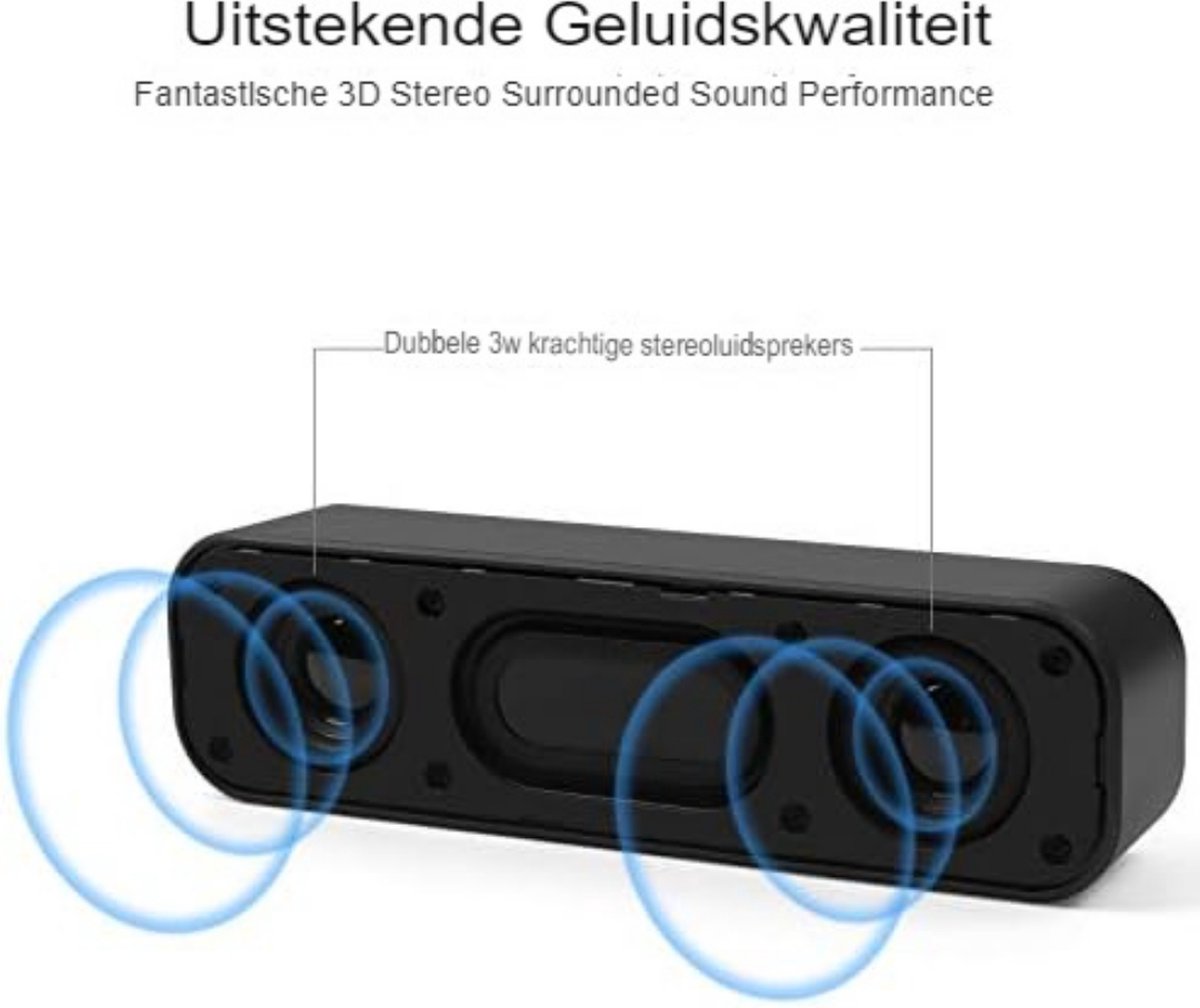 Soundbar PC mini zwart 20x7x7 cm