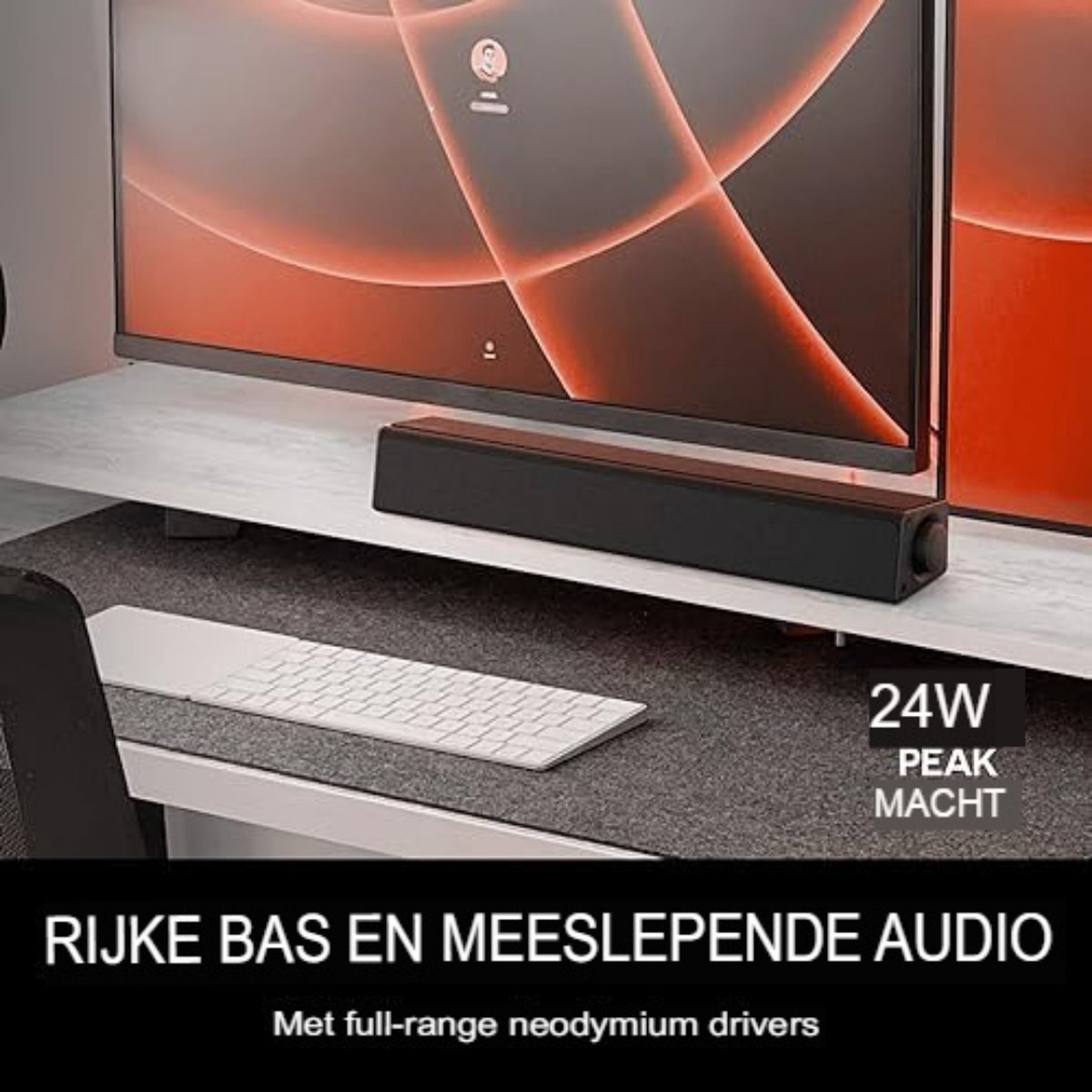 Wat vinden we goed aan de Soundbar PC zwart 41x8,2x6,3 cm