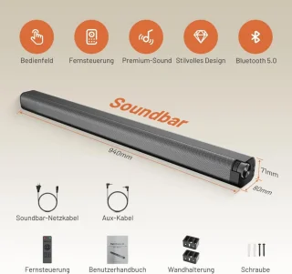 Soundbar Voor TV Compact Bluetooth Met Afstandsbediening