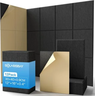 Soundsbay 12 x acoustic plates, 30 x 40 x 1 cm (zwart)