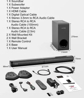 Stemily Soundbar 200W met Subwoofer Bluetooth 5.3