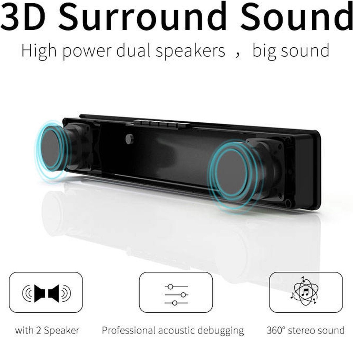 Taajirun Bluetooth 5.0 Soundbar Subwoofer PC Speaker