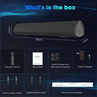 TKMARS Bluetooth Soundbar met Subwoofer Zwart