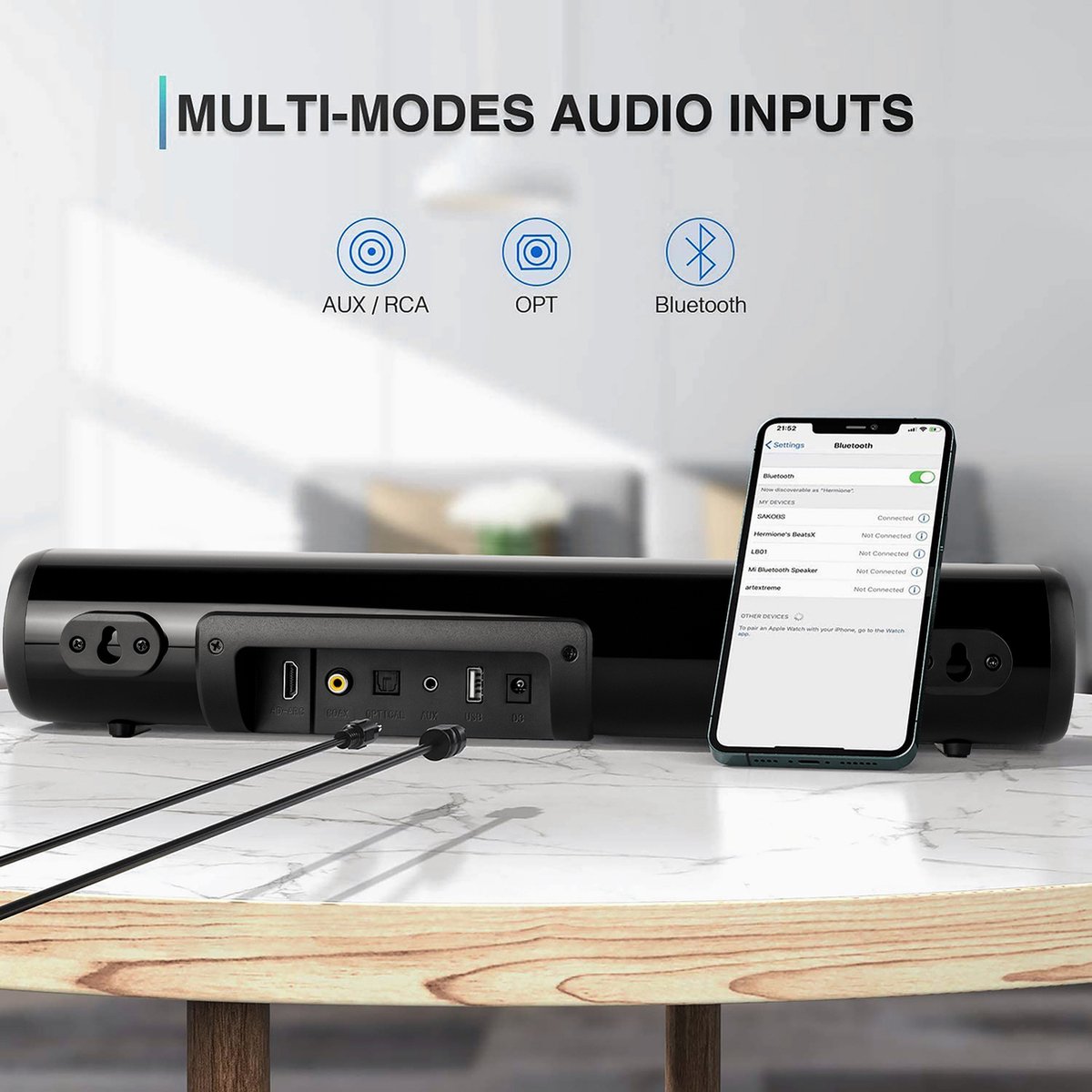 TV Soundbar Bluetooth 5.0 met ingebouwde Subwoofer