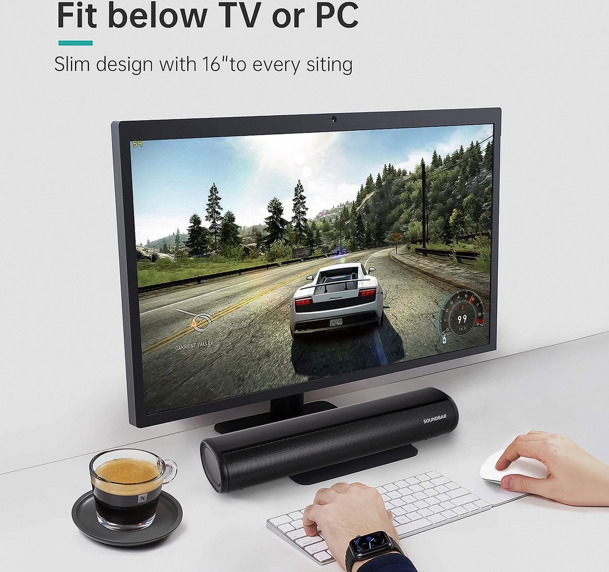 TV Soundbar Bluetooth 5.0 met ingebouwde Subwoofer