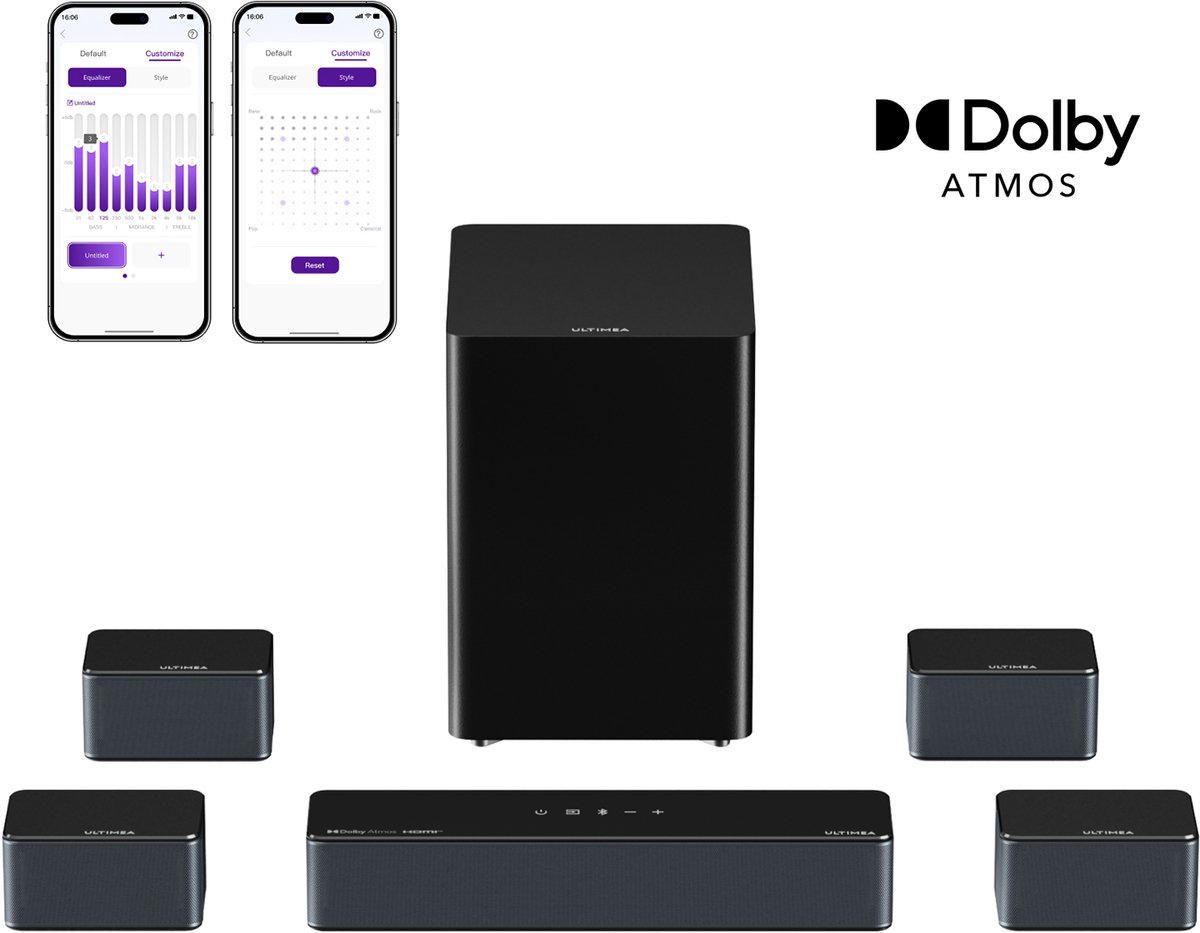 De ULTIMEA 7.1-kanaals Dolby Atmos Soundbar Set Zwart in één oogopslag