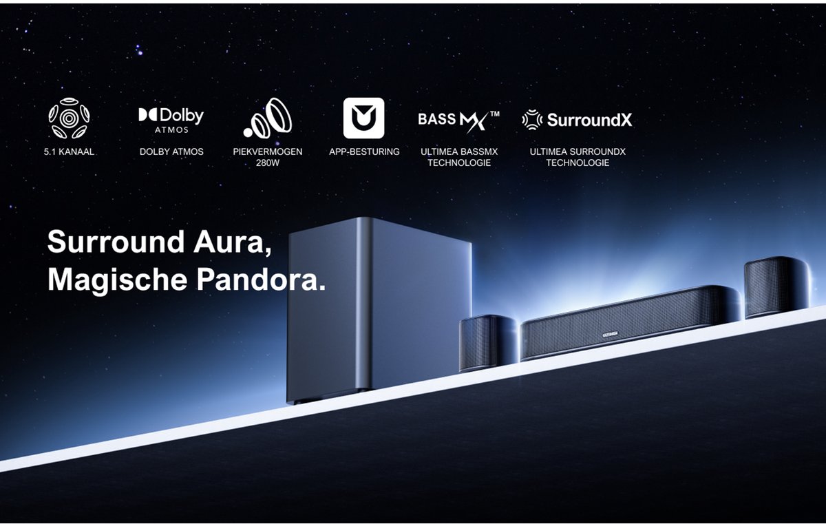 ULTIMEA Aura A50 Pro 5.1 Soundbar Zwart