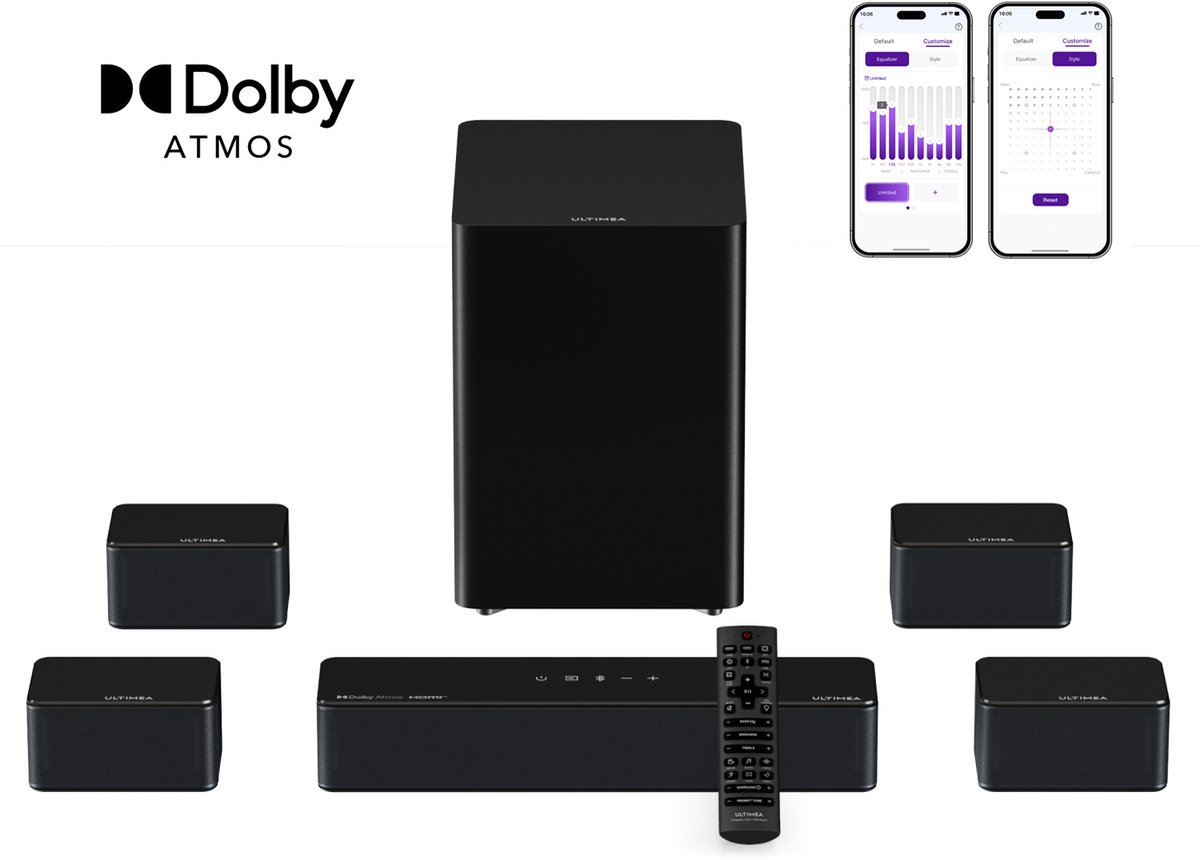 De ULTIMEA Poseidon D80 7.1 Soundbar Set in één oogopslag