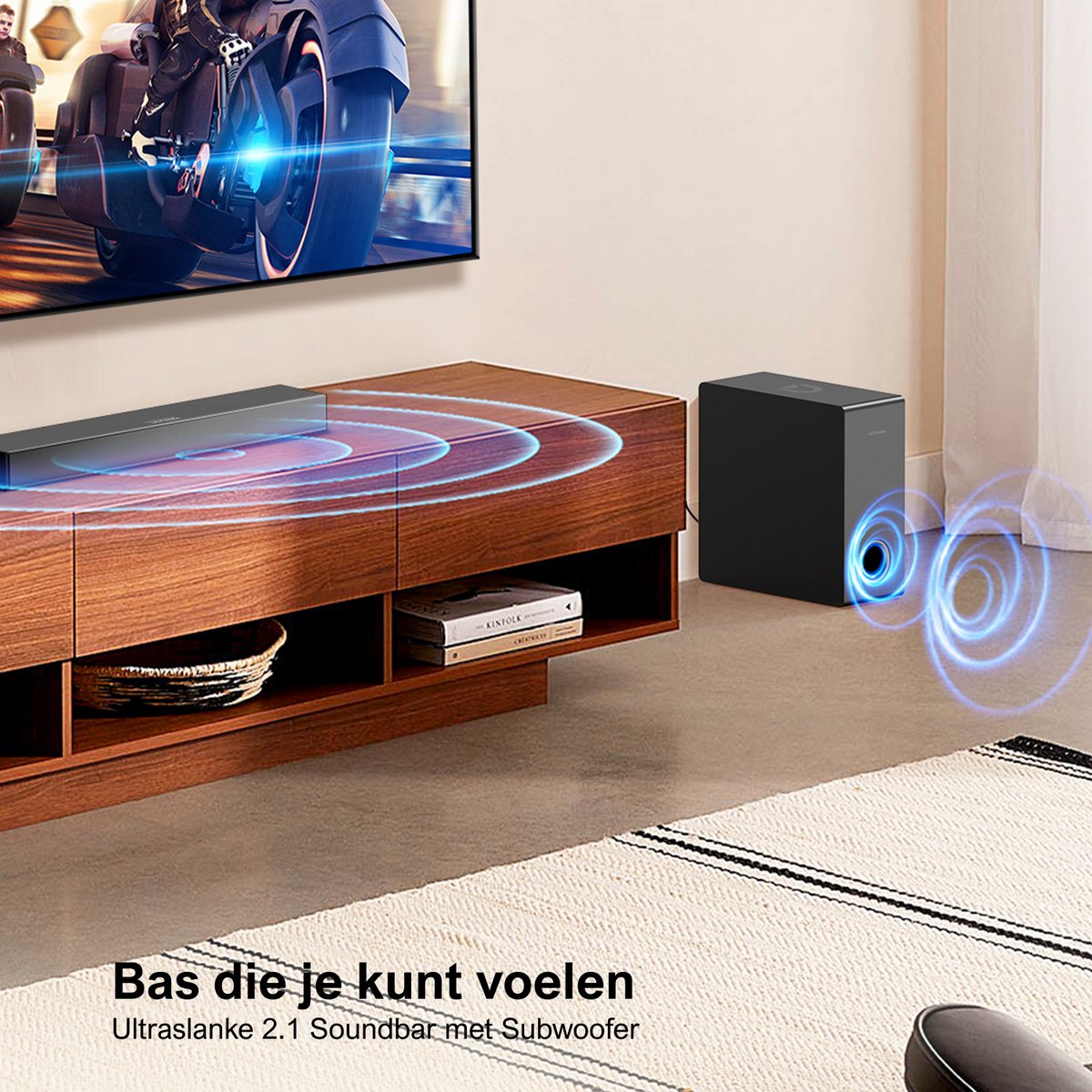 ULTIMEA Soundbar 2.1 Bluetooth Home Theater 160W Zwart