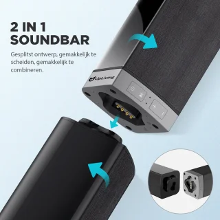 UpLiving Soundbar verstelbaar zwart Bluetooth 5.0