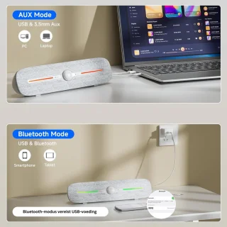USB Mini Soundbar voor PC - Wit