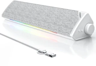 USB-soundbar voor pc, laptop, gaming en monitor – wit