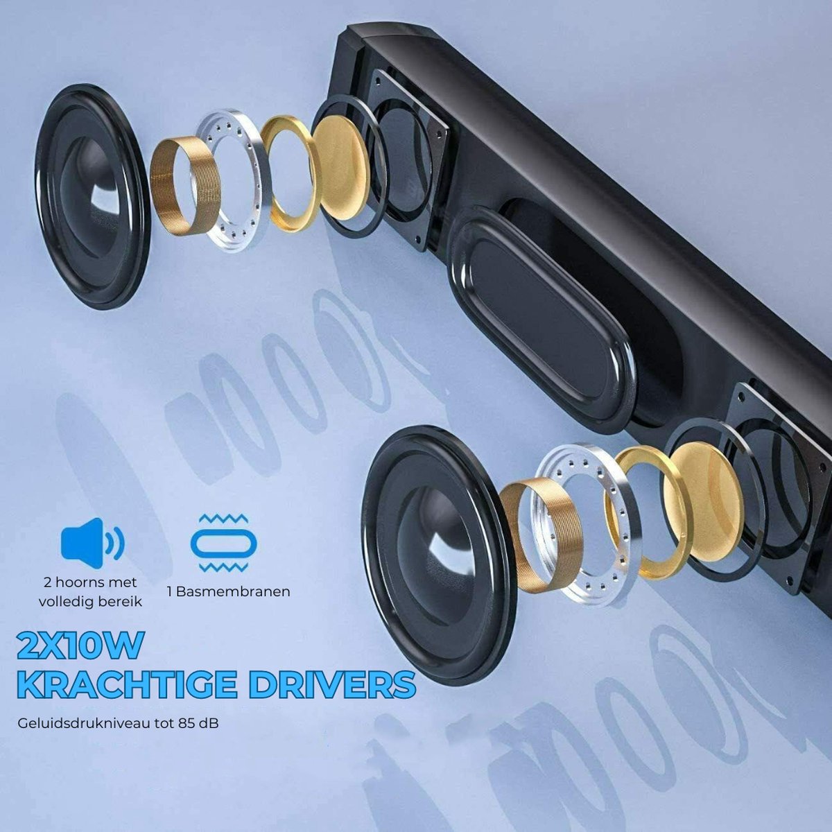 USN Soundbar met Subwoofer en Bluetooth Zwart