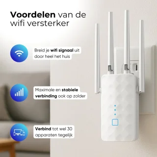 WiFi Versterker Stopcontact – 1200 Mbit/s – Dual Band 2.4G & 5G – WiFi Repeater – WiFi Booster – WiFi Extender – Inclusief Ethernetpoort & NL Handleiding