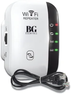 BG essentials ® WiFi Versterker Stopcontact Wit - Inclusief Internet Kabel - Handleiding - Repeater - 300Mbps - Draadloos - Extender