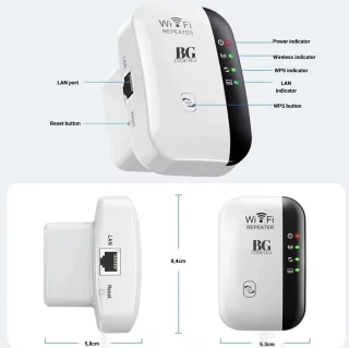 BG essentials ® WiFi Versterker Stopcontact Wit - Inclusief Internet Kabel - Handleiding - Repeater - 300Mbps - Draadloos - Extender