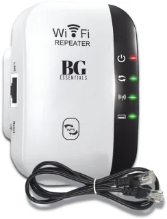 BG essentials ® WiFi Versterker Stopcontact Wit - Inclusief Internet Kabel - Handleiding - Repeater - 300Mbps - Draadloos - Extender