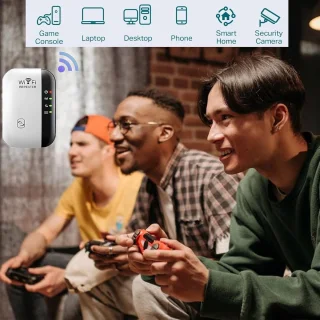 WiFi-signaalversterker - Draadloze netwerkrepeater met een bereik van meer dan 5000 vierkante meter - Versterker met groot bereik Versterker met groot bereik en ethernetpoort - zwart