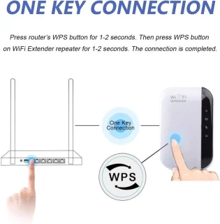 WiFi-signaalversterker - Draadloze netwerkrepeater met een bereik van meer dan 5000 vierkante meter - Versterker met groot bereik Versterker met groot bereik en ethernetpoort - zwart