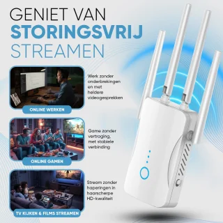 Muring WiFi Versterker met stopcontact - Dual Band 2.4 GHz & 5 GHz – 1200 Mbps - WiFi 5 - WiFi Repeater - WiFi Booster - WiFi Extender - Wit