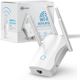 Muring WiFi Versterker met stopcontact - Dual Band 2.4 GHz & 5 GHz – 1200 Mbps - WiFi 5 - WiFi Repeater - WiFi Booster - WiFi Extender - Wit