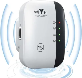 WiFi Versterker & Signaalversterker | Draadloze Repeater met Ethernetpoort, 5000 ft² Bereik, 2.4GHz, AP/Repeater-modus, Eénknopsinstallatie, Compatibel met 99% Routers(Wit)
