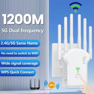 Draadloze wifi-repeater wifi-signaalversterker - 1200 Mbps - Dual-band 2.4G 5G wifi-extender - 802.11ac Gigabit wifi-versterker - WPS-router - wit