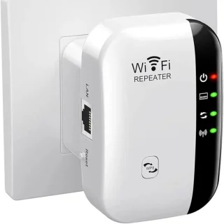 Snelle wifi-signaalversterker voor thuis - Wifi-repeater met groot bereik - Dekking tot 465 m² - Eenvoudig te installeren wifi-repeater - Draadloze signaalversterker met ethernetpoort - Wit