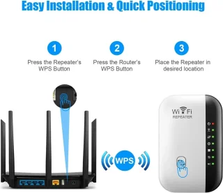 Wifi versterker stopcontact - Wifi versterker draadloos - 300Mbps 2.4GHz - Zwart