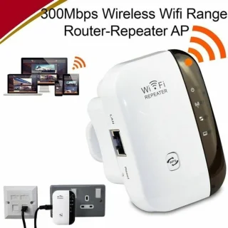 300Mbps Wi-Fi Repeater, 2,4GHz, met netwerkversterker met groot bereik, Ethernet-poort, WPS, AP-modus, eenvoudig in te stellen, compatibel met alle WLAN-apparaten) EU-stekker