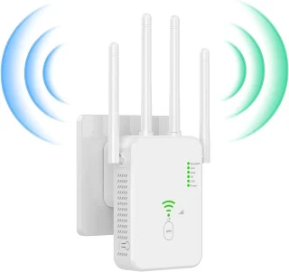1x WiFi Versterker Buiten - 1200 Mbit/s Dualband Repeater - WPS & Ethernet Poort - Voor Tuin, Garage & Kantoor