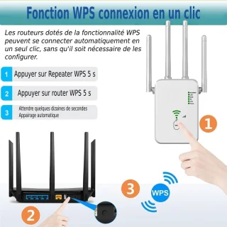 1x WiFi Versterker Buiten - 1200 Mbit/s Dualband Repeater - WPS & Ethernet Poort - Voor Tuin, Garage & Kantoor